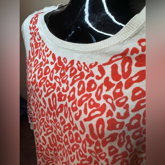 Ann Taylor Orange Leopard Sweater 3/4 Sleeves Size Small - Picture 3 of 5